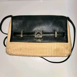 Kate spade Loula straw leather black crossbody bag